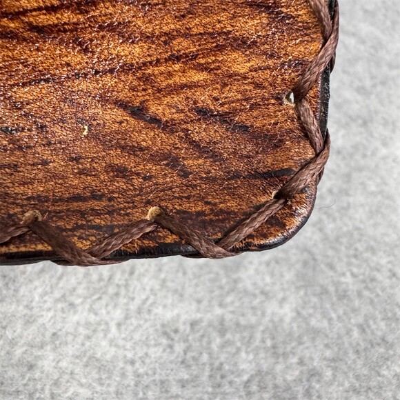 Handmade Owl Tooled Crossbody Leather Bag Brown Small Adjustable Strap - Picture 3 of 15